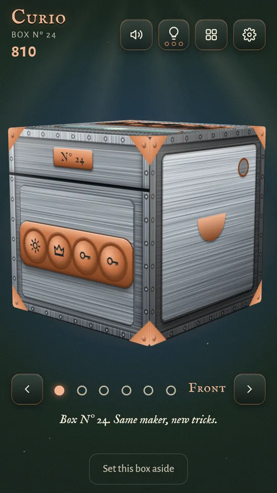 Box 24, a brushed steel and copper box in the middle of a turn